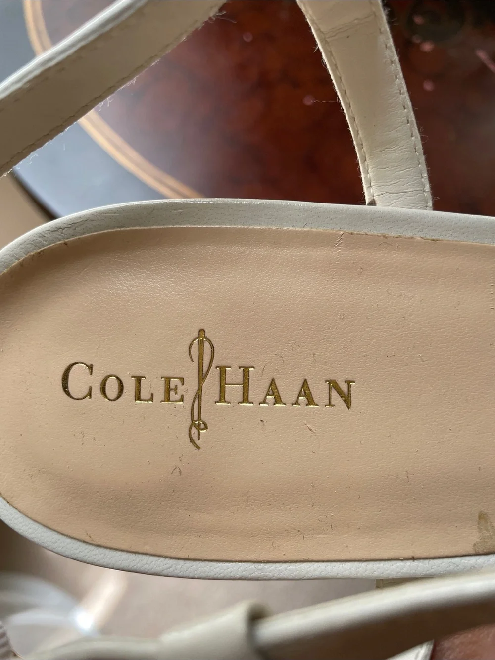 Cole Haan Silver Leather Strappy Mid-Heel Sandals